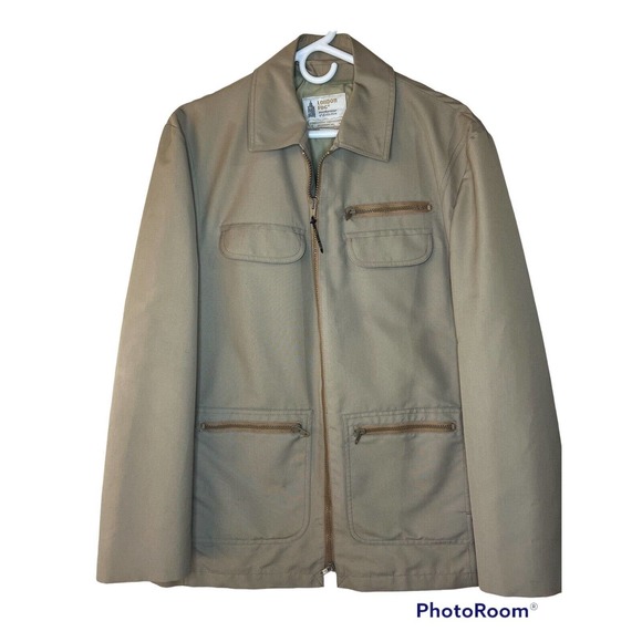 Vintage London Fog Military Field Style Safari Jacket Tan Zip Mens 40 Tan Rain - Picture 1 of 9